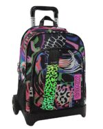 COMIX FLASH - Zaino Con Trolley Staccabile e Regolabile in Altezza, con Manico e Spallacci a Scomparsa, Ampio Vano - Zainetto Bambina e Bambino con Etichetta Nome e Zaino Scuola, Rosa/Nero, 32x52hx23 - immagine 4