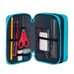 COMIX Scomix by Sio - Astuccio Scuola, Astuccio 3 Scomparti per Bambini e Ragazzi, con Set Cancelleria Incluso, 5 Etichette Adesive Portanome e Pratiche Chiusure a Zip, 20 x 13H x 7 cm, Blu - immagine 5