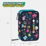 COMIX Scomix by Sio - Astuccio Scuola, Astuccio 3 Scomparti per Bambini e Ragazzi, con Set Cancelleria Incluso, 5 Etichette Adesive Portanome e Pratiche Chiusure a Zip, 20 x 13H x 7 cm, Blu - immagine 6