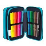 COMIX Scomix by Sio - Astuccio Scuola, Astuccio 3 Scomparti per Bambini e Ragazzi, con Set Cancelleria Incluso, 5 Etichette Adesive Portanome e Pratiche Chiusure a Zip, 20 x 13H x 7 cm, Blu - immagine 9