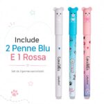 Colourbook Set 3 Penne Gel Cancellabili Ricaricabili, Inchiostro Termosensibile Blu E Rosso, Punta 0,7 Mm, Gomma Integrata, Coccolotti - immagine 3