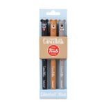 Colourbook Trudi - Set 3 Penne Gel Cancellabili Ricaricabili, Gomma a semisfera, Diametro Punta 0,7 mm