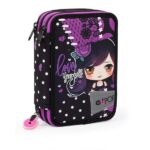 GO POP Astuccio Dark Love Triplo, Completo di Set Cancelleria, Astuccio 3 Scomparti per Bambine e Ragazze, Prima Elementare, Tema Dark Academia, Per Scuola Elementare e Medie