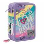Giochi Preziosi GOPOP 2022 Astuccio Triplo Love, per chi si sente colorata, coraggiosa e vincente, completo di Matite Colorate, Pennarelli, Penne, Gomma, Temperino, Righello e Forbice, GG9L2300