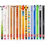 LEGAMI - Set di 15 penne gel cancellabili con inchiostro cancellabile termosensibile, gamma di colori dell'inchiostro e design del corpo, punta da 0,7 mm, design con animali, panda, pollo, dinosauro