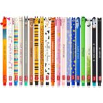 LEGAMI - Set di 19 penne gel cancellabili con inchiostro termosensibile, gamma di colori di inchiostro e design del fusto, punta da 0,7 mm, motivi di animali