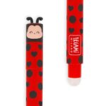 LEGAMI - Set di 8 penne gel cancellabili con inchiostro cancellabile termosensibile, gamma di colori dell'inchiostro e disegni a botte, punta da 0,7 mm, design coccinella, mostro, tigre, farfalla e - immagine 5