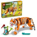 LEGO 31129 Creator 3 in 1 Tigre Maestosa, Si Trasforma in Panda o Pesce, Gioco Creativo con Animali Giocattolo per Bambini, Ragazzi e Ragazze, Idea Regalo