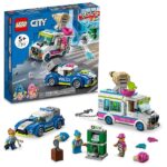 LEGO 60314 City Ice Cream Truck Polizia Chase Van giocattolo auto con lanciatore Splat e veicolo intercettore, set per bambini dai 5 anni in su