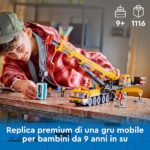 LEGO City Gru da Cantiere Mobile Gialla, Giochi Creativi per Bambini e Bambine da 9 Anni con Veicolo Giocattolo da Cantiere con Funzioni Realistiche e 4 Minifigure, Idea Regalo Divertente 60409 - immagine 3