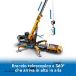 LEGO City Gru da Cantiere Mobile Gialla, Giochi Creativi per Bambini e Bambine da 9 Anni con Veicolo Giocattolo da Cantiere con Funzioni Realistiche e 4 Minifigure, Idea Regalo Divertente 60409 - immagine 5