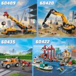 LEGO City Gru da Cantiere Mobile Gialla, Giochi Creativi per Bambini e Bambine da 9 Anni con Veicolo Giocattolo da Cantiere con Funzioni Realistiche e 4 Minifigure, Idea Regalo Divertente 60409 - immagine 8