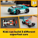 LEGO Creator 3 in 1 Street Racer 31127 Kit da costruzione con muscle car, giocattolo hot rod e auto da corsa, modelli di auto per bambini dai 7 anni che amano - immagine 3