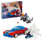 LEGO Marvel Spider-Man Race Car & Venom Green Goblin, Giocattoli da costruzione super eroe per ragazzi e ragazze con una minifigure Spidey, oltre a un veicolo giocattolo costruibile e sparatutto web,