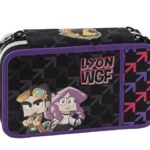 LYON GAMER - Astuccio Scuola Ufficiale Lyon Gamer, Astuccio 3 Scomparti Bambino e Bambina con Set Cancelleria, Penna Cancellabile Blu Frixion e Pratica Chiusura a Zip, 20x13Hx7 cm, Multicolore