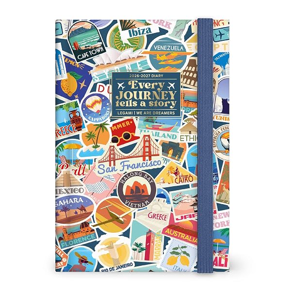 Legami-Agenda-Giornaliera-Fotografica-2026-2027-Travel-Stickers-16-Mesi-Medium-Diario-da-Settembre-2026-a-Dicembre-B0GV1BJ9J9 Legami - Agenda Giornaliera Fotografica 2026-2027, Travel Stickers, 16 Mesi Medium, Diario da Settembre 2026 a Dicembre 2027, Chiusura con Elastico, Carta Certificata FSC, 12 x 18 cm - immagine 1