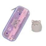 Legami - Astuccio Wonderwow, 2 scomparti e portapenne, scomparto interno in rete, chiusura lampo, 23 x 11 x 5 cm, multicolore, 23 x 11 x 5 cm, Kitty con gomma