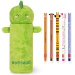 Legami Astuccio super morbido penne gel cancellabili | Set di 5 graziose penne a forma di animale con inchiostro termosensibile + astuccio in peluche