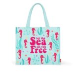 Legami - Borsa da Mare, Borsa Mare Grande, Beach Bag in Materiale Rinforzato, Borsa da Spiaggia con Chiusura Bottone Magnetico, Tote Bag, Sostiene fino a 15 KG, 44 x 61,5 cm, Seahorse