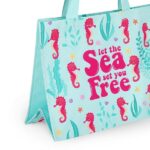 Legami - Borsa da Mare, Borsa Mare Grande, Beach Bag in Materiale Rinforzato, Borsa da Spiaggia con Chiusura Bottone Magnetico, Tote Bag, Sostiene fino a 15 KG, 44 x 61,5 cm, Seahorse - immagine 3