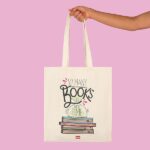 Legami - Borsa di cotone, Taschina interna, con Soffietto, Manico Lungo, Ecologica, 38,5x42 cm, Tema Booklover - immagine 3