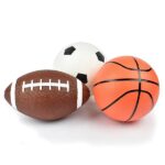 Legami - Set di 3 Mini Palloni, Mini Ball Set, 12x3,7 cm, Pallone da Calcio, Pallone da Football Americano e una Palla da Basket, tutti in Miniatura, in Plastica, Multicolor