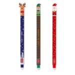 Legami - Set di 3 Penne Gel Cancellabili, Christmas Edition, Penne con Inchiostro Cancellabile Termosensibile, Rosso, Blu, Verde, Erasable Pen Natalizie, Cancella Senza Consumare il Foglio