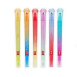Legami - Set di 6 Pennarelli Doppia Punta Meow, 1 a Scalpello di 4 mm con Glitter e 1 rotonda di 1 mm per sovrascrivere, Inchiostro a Base di Acqua, Impugnatura triangolare, 3 x 10.9 x 1.7 cm