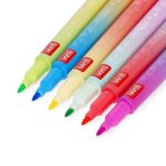 Legami - Set di 6 Pennarelli Doppia Punta Meow, 1 a Scalpello di 4 mm con Glitter e 1 rotonda di 1 mm per sovrascrivere, Inchiostro a Base di Acqua, Impugnatura triangolare, 3 x 10.9 x 1.7 cm - immagine 5