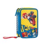MARIO KART - Astuccio Scuola Ufficiale Mario Kart, Astuccio 3 Scomparti Bambino e Bambina con Set Cancelleria, Penna Cancellabile Blu e Pratica Chiusura a Zip