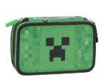 MINECRAFT - Astuccio Scuola Ufficiale Minecraft, Astuccio 3 Scomparti Bambino e Bambina con Set Cancelleria, Penne Cancellabili Franco Cosimo Panini,e Pratica Chiusura a Zip, 20x13Hx7 cm, Verde e Nero