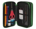 MINECRAFT - Astuccio Scuola Ufficiale Minecraft, Astuccio 3 Scomparti Bambino e Bambina con Set Cancelleria, Penne Cancellabili Franco Cosimo Panini,e Pratica Chiusura a Zip, 20x13Hx7 cm, Verde e Nero - immagine 3