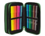 MINECRAFT - Astuccio Scuola Ufficiale Minecraft, Astuccio 3 Scomparti Bambino e Bambina con Set Cancelleria, Penne Cancellabili Franco Cosimo Panini,e Pratica Chiusura a Zip, 20x13Hx7 cm, Verde e Nero - immagine 4