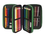 MINECRAFT - Astuccio Scuola Ufficiale Minecraft, Astuccio 3 Scomparti Bambino e Bambina con Set Cancelleria, Penne Cancellabili Franco Cosimo Panini,e Pratica Chiusura a Zip, 20x13Hx7 cm, Verde e Nero - immagine 5