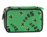 MINECRAFT - Astuccio Scuola Ufficiale Minecraft, Astuccio 3 Scomparti Bambino e Bambina con Set Cancelleria, Penne Cancellabili Franco Cosimo Panini,e Pratica Chiusura a Zip, 20x13Hx7 cm, Verde e Nero - immagine 7