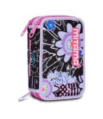 Mitama Astuccio Scuola 3 Scomparti, FLOWER FASHION, Contenuto 47 pz, Completo di Matite, Pennarelli, Portapenne Scuola Elementare Bambina