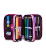 Mitama Astuccio Scuola 3 Scomparti, FLOWER FASHION, Contenuto 47 pz, Completo di Matite, Pennarelli, Portapenne Scuola Elementare Bambina - immagine 3