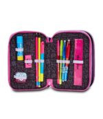 Mitama Astuccio Scuola 3 Scomparti, FLOWER FASHION, Contenuto 47 pz, Completo di Matite, Pennarelli, Portapenne Scuola Elementare Bambina - immagine 4