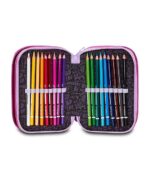 Mitama Astuccio Scuola 3 Scomparti, FLOWER FASHION, Contenuto 47 pz, Completo di Matite, Pennarelli, Portapenne Scuola Elementare Bambina - immagine 5