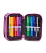 Mitama Astuccio Scuola 3 Scomparti, FLOWER FASHION, Contenuto 47 pz, Completo di Matite, Pennarelli, Portapenne Scuola Elementare Bambina - immagine 6