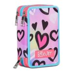 SJ Ever Astuccio Scuola 3 Zip, Blu, GoalStreet Boy, Portapenne Triplo Scomparto Completo Di Penne, Matite, Colori, Accessori Zaino, Elementari, Medie, Bambino