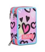 SJ Ever Astuccio Scuola 3 Zip, Blu, GoalStreet Boy, Portapenne Triplo Scomparto Completo Di Penne, Matite, Colori, Accessori Zaino, Elementari, Medie, Bambino