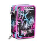 Seven, Astuccio Scuola 3 Zip LIQUID PAINT, Nero - Attrezzato con Matite, Pennarelli ecc.., Portapenne Scuola Bambino
