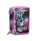 Seven, Astuccio Scuola 3 Zip LIQUID PAINT, Nero - Attrezzato con Matite, Pennarelli ecc.., Portapenne Scuola Bambino