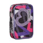 Seven Astuccio Scuola Speed Case, Nero Viola Fucsia, Draft Heart, Portapenne Mono Scomparto Con Plance Amovibili e Penne, Matite, Colori, Accessori Zaino, Elementari, Medie, Bambina