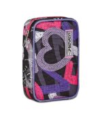 Seven Astuccio Scuola Speed Case, Nero Viola Fucsia, Draft Heart, Portapenne Mono Scomparto Con Plance Amovibili e Penne, Matite, Colori, Accessori Zaino, Elementari, Medie, Bambina
