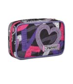 Seven Astuccio Scuola Speed Case, Nero Viola Fucsia, Draft Heart, Portapenne Mono Scomparto Con Plance Amovibili e Penne, Matite, Colori, Accessori Zaino, Elementari, Medie, Bambina - immagine 4