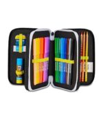 Seven Juventus Astuccio Scuola 3 Zip, Nero, Portapenne Triplo Scomparto Completo Di Penne, Matite, Colori, Scuola Elementare, Bambino, Calcio - immagine 3