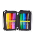 Seven Juventus Astuccio Scuola 3 Zip, Nero, Portapenne Triplo Scomparto Completo Di Penne, Matite, Colori, Scuola Elementare, Bambino, Calcio - immagine 5