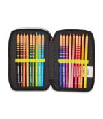 Seven Juventus Astuccio Scuola 3 Zip, Nero, Portapenne Triplo Scomparto Completo Di Penne, Matite, Colori, Scuola Elementare, Bambino, Calcio - immagine 6